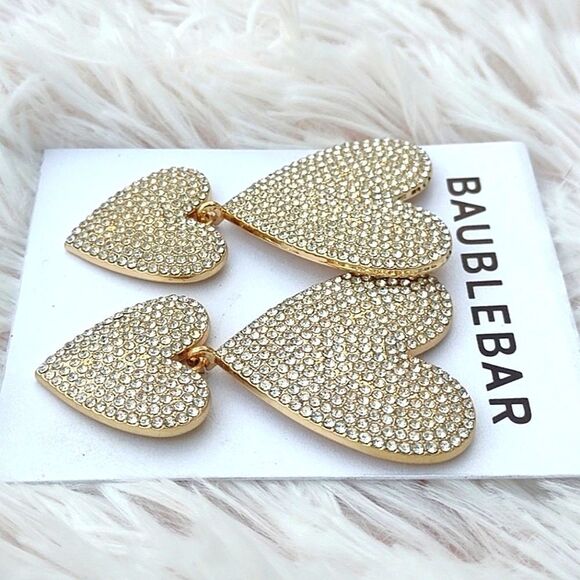 BaubleBar Pave Double Heart Dangle Earrings - Picture 3 of 5